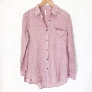 FREE PEOPLE // Red striped long sleeve button down